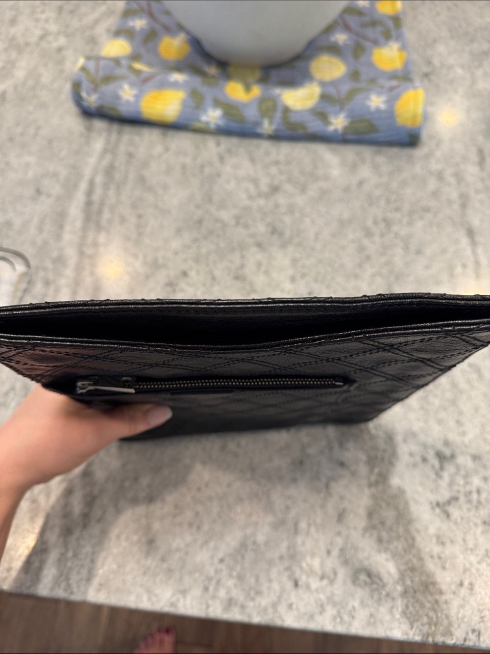 Marc Jacobs Black Quilted Leather Tablet Sleeve with Front Zip Pocket - Picture 6 of 6